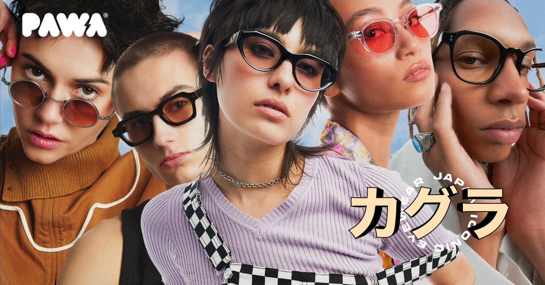 Campanha PAWA Kagura – cinco modelos com óculos PAWA