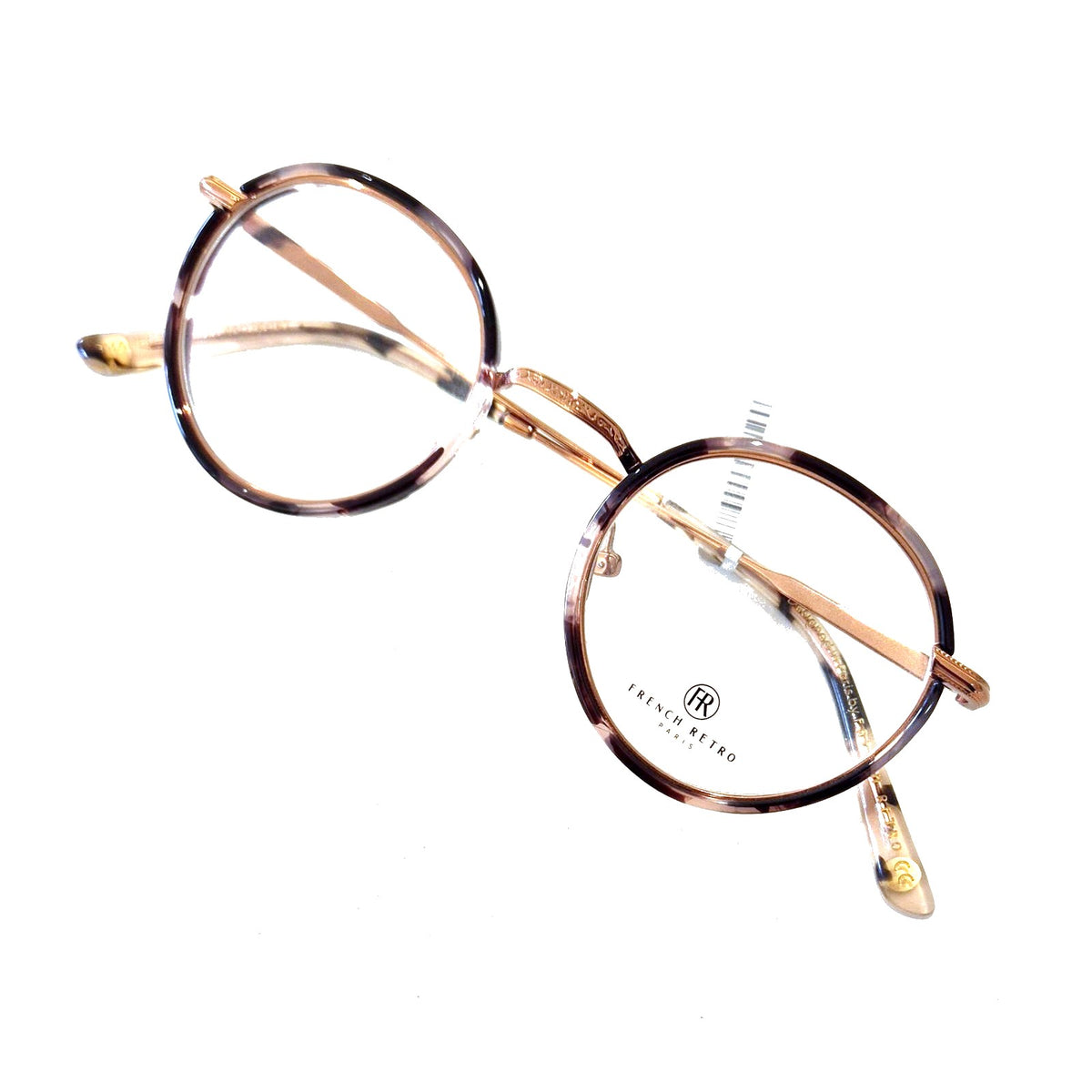 French Retro Manel – armação, tartaruga rosa/bronze, perfil