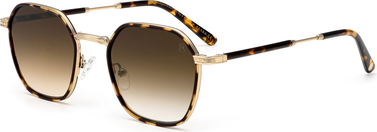 Óculos de sol French Retro Ryz Écaille Marron/Japan Gold — vista lateral da haste