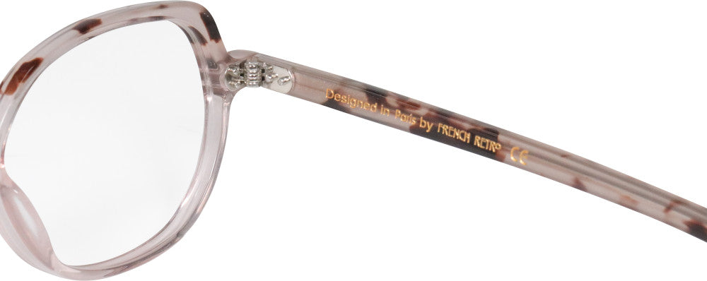 French Retro Scaty – armação, cristal rosa/tartaruga, detalhe
